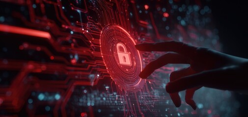 The Padlock in a High Tech Digital Security Interface of Tomorrow