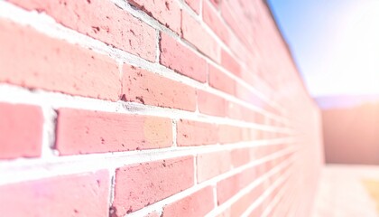 Textured brick wall leading to a bright, sunny sky with a subtle lens flare.