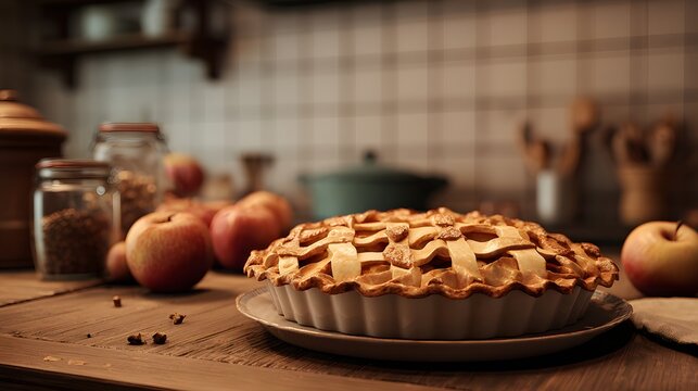 Delicious homemade apple pie recipe baking in kitchen autumn dessert food photography and cooking tutorial