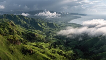 Lush mountain range meets a serene lake