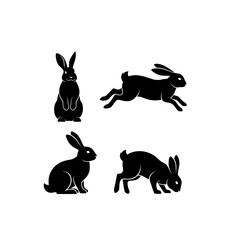 Rabbit silhouette, black and white vector, minimal design, isolated