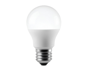 LED bulb, white frosted glass, silver screw base, isolated, transparent PNG 
