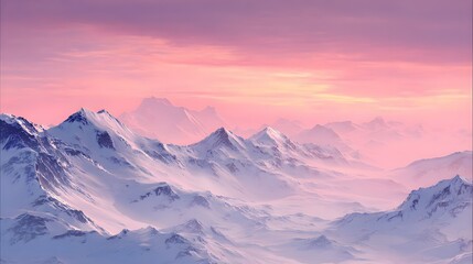 Obraz premium Pastel winter mountains landscape wallpaper background pink sky scenic view nature desktop wallpaper art 4k