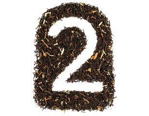 Number two formed from loose tea leaves