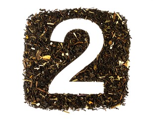 Number two formed from tea leaves