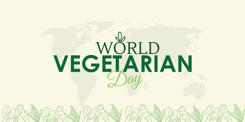 World Vegetarian Day Logo Celebration isolated template background banner poster card flyer green vegetable concept idea vector design 