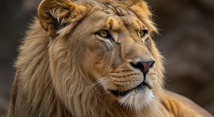 Fototapeta premium Close-up of a lion symbolizing Christ Jesus, the Lion of the tribe of Judah