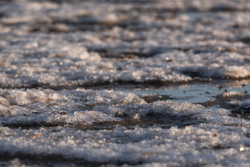 WINTER ON THE SEA COAST - Seawater and ice on the shoreline
