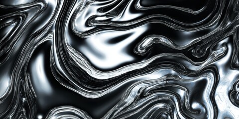 Obraz premium Abstract Black and Silver Liquid Swirl Background for Art Design