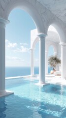 Marble Arch with Tree Overlooking the Sea for Dreamy Architecture and Travel Concepts  
