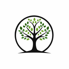 Obraz premium Circle Tree Logo Symbolizing Nature, Growth, and Environmental Harmony