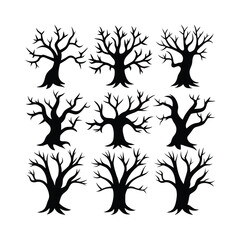 Creepy and Spooky Tree Vector Set for Halloween
