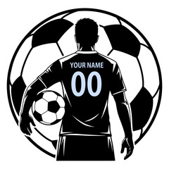 Soccer Player from Behind with Customizable Jersey, Soccer SVG, Football SVG, Player SVG, Sport SVG © VisuaLabArt