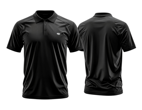  Classic black soccer referee uniform shirt neatly folded isolated on transparent background PNG