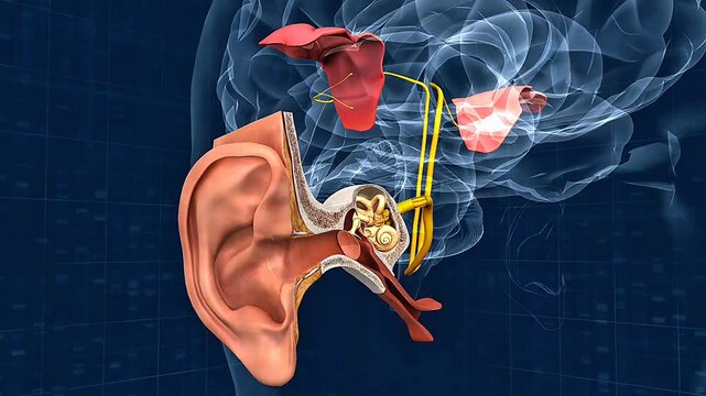Anatomy of inner ear and outer ear.