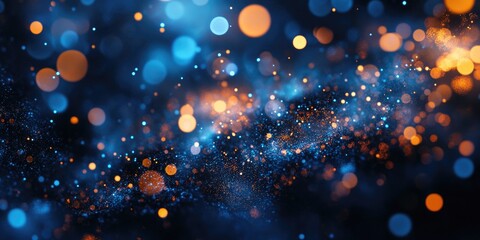 Obraz premium Festive christmas garland with red ornaments and twinkling lights on dark background