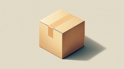 灰色背景で置かれた段ボール箱の静物写真一個