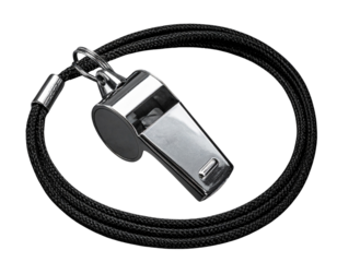  Classic polished metal referee whistle for sports officials isolated on transparent background PNG