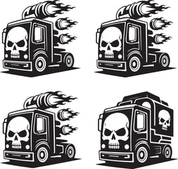 Skull Trucks with Flames Icons and SymbolsTitle:Skull Trucks with Flames Icons and