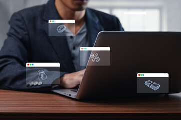 Digital Banking and Investment Growth Strategy with Fintech Icons