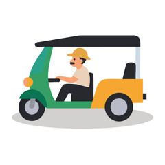 Fototapeta premium Tuk-tuk Taxi Flat Illustration 
