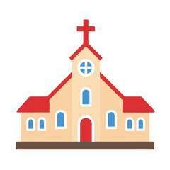 Church Building Flat Illustration