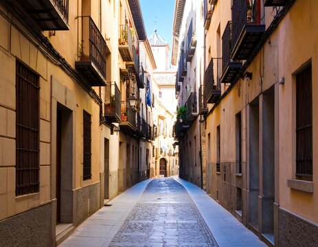 Fototapeta Narrow Street View in Spanish City