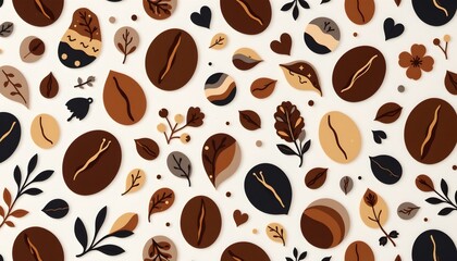Obraz premium Warm Coffeeinspired Pattern with Abstract Shapes and Organic Design