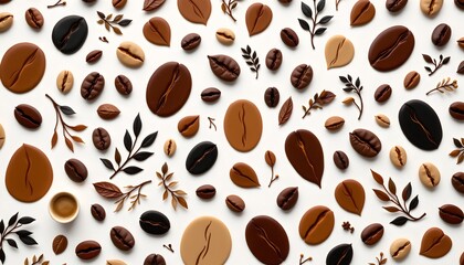 Obraz premium Warm Coffee Bean Pattern with Organic Shapes