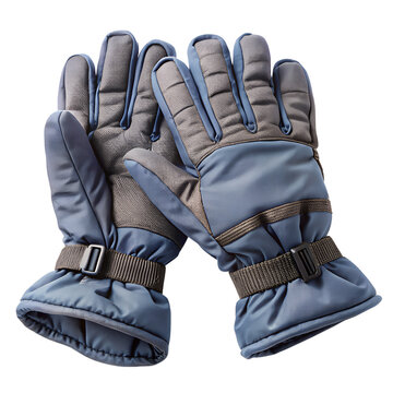 Insulated snow gloves isolated on transparent background PNG, warm winter hand protection accessory