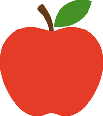 Fresh, juicy red apple with a green leaf, a vector illustration of a healthy fruit icon