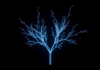 Abstract glowing tree of light and energy on a dark background