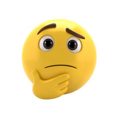 Fototapeta premium 3D Thinking Face Emoji, Curious Yellow Expression Icon