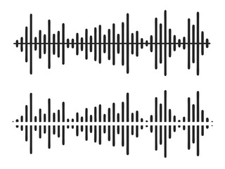 Two Black Sound Waveforms on White Background (10) illustration