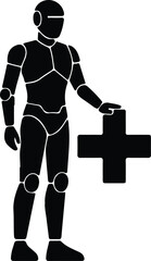 Vector Robot assisting with medical care silhouette Illustrator