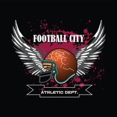 City Athletic Department Emblem with Wings and Helmet