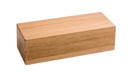 Rectangular wooden block isolated on the transparent background for construction, crafts, carpentry, and design projects