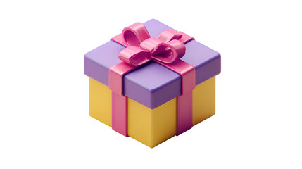 Obraz premium 3D vector icon of a gift box with ribbon, plastic material
