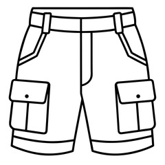 Cargo Shorts Side View Line Art Vector
