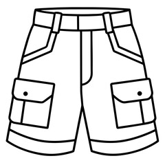 Cargo Shorts Side View Line Art Vector