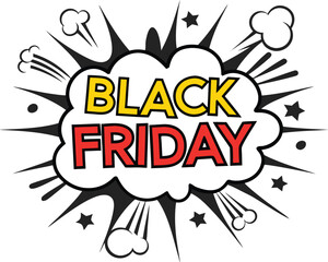 Black Friday Sale Announcement vector in retro style on transparent background