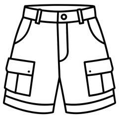 Cargo Shorts Side View Line Art Vector