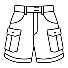Cargo Shorts Side View Line Art Vector