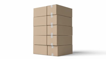 Stacked, sealed cardboard boxes on a white background with soft shadow - Powered by Adobe