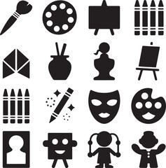 Art and Creativity Supplies Silhouette Icons vector illustration