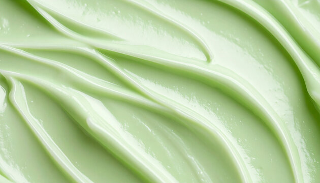 Smooth creamy textured surface in soft light green. Natural material, cosmetic or food ingredient.
