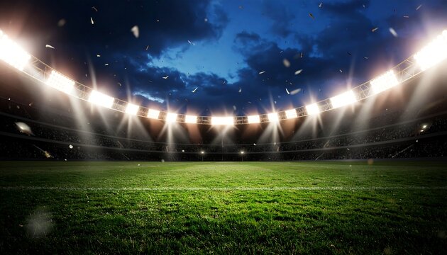 Night Stadium Scene Empty Field