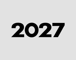 Bold Black Number 2027 Centered on Light Gray Background year numbers