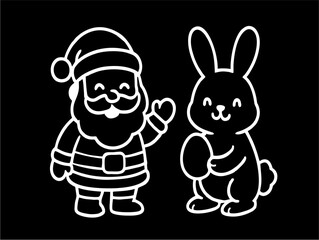 a vector cartoon of seasonal holiday characters, such as Santa Claus or Easter Bunny