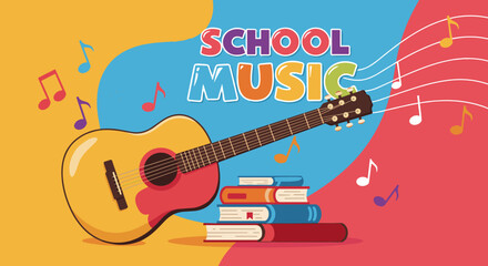 Vibrant music illustration for promoting school music programs and educational materials